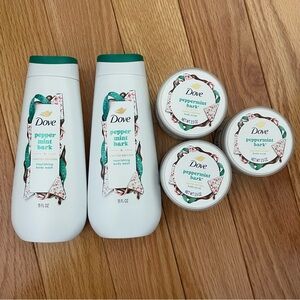 New Dove Peppermint Bark Nourishing Body Wash & Body Scrub - limited edition